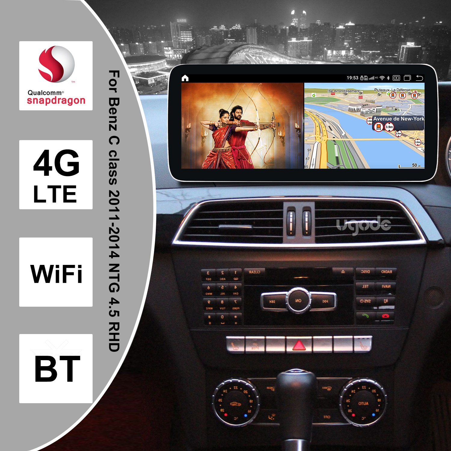 Android 1920 Screen Display Radio Mercedes Benz C class 20112014 W